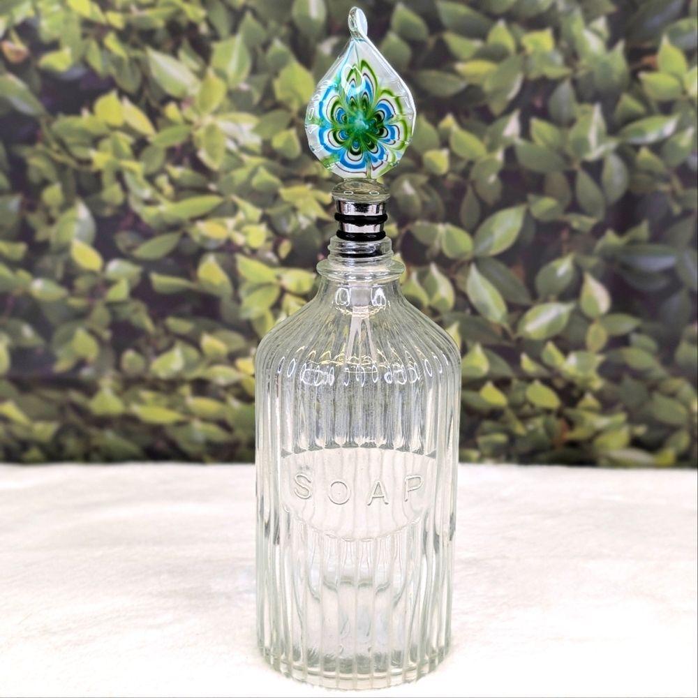 Elegant Glass Soap Dispenser with Artistic Glass Stopper